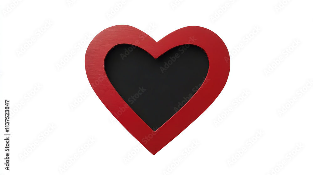 Red heart frame with black center isolated on white background Red heart frame with black center isolated on white background
