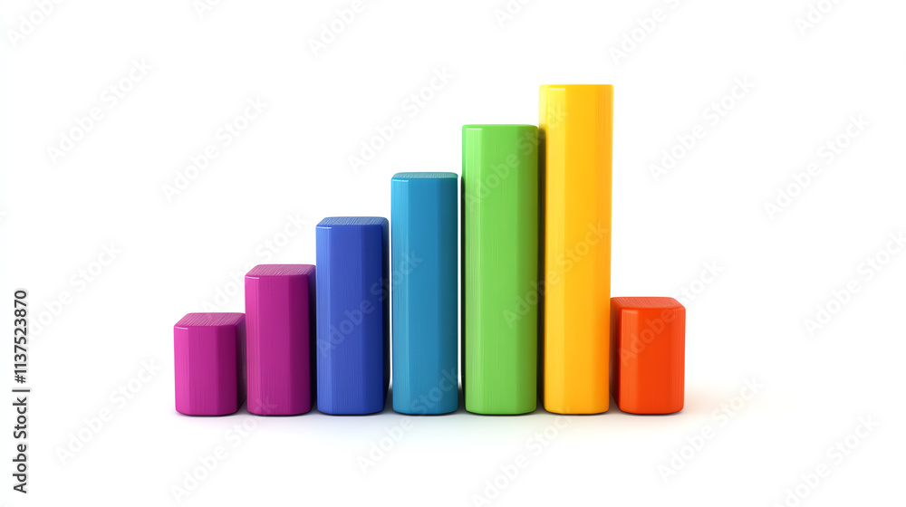 Rainbow colored chart bars isolated on white background Rainbow colored chart bars isolated on white background