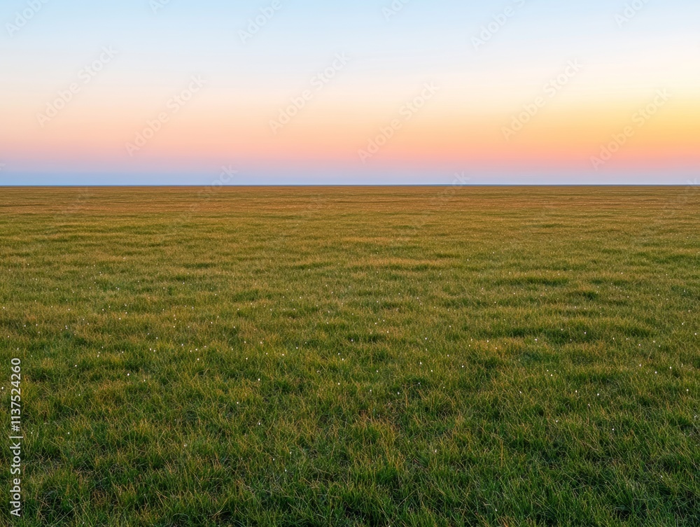 Morning Dew on Trails Across Vast Green Fields at Dawn Morning Dew on Trails Across Vast Green Fields at Dawn