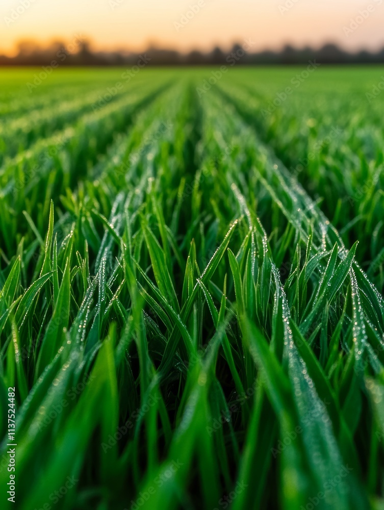 Morning Dew on Trails of Lush Green Grass Rural Landscape Nature Photography Morning Dew on Trails of Lush Green Grass Rural Landscape Nature Photography