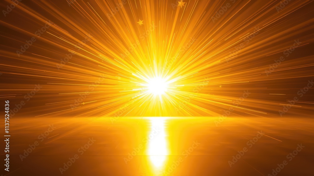 Obraz premium Sunburst background, abstract background with rays of light, orange background