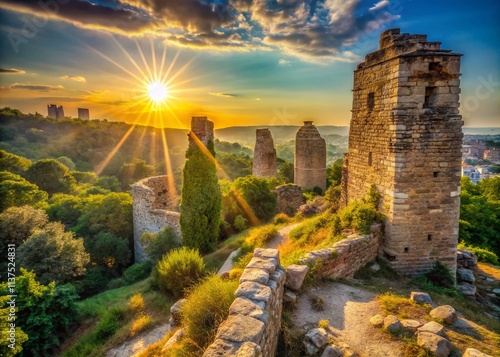 Istanbul Yoros Castle Summer Travel Photography: High-Resolution Old Ruined Tower Images photo