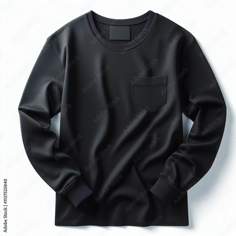A black hoodie displayed as a blank template for design with a casual style and long sleeves A black hoodie displayed as a blank template for design with a casual style and long sleeves