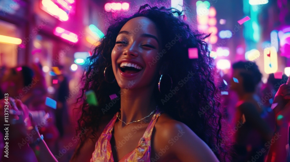 Joyful celebration in vibrant colorful atmosphere Joyful celebration in vibrant colorful atmosphere