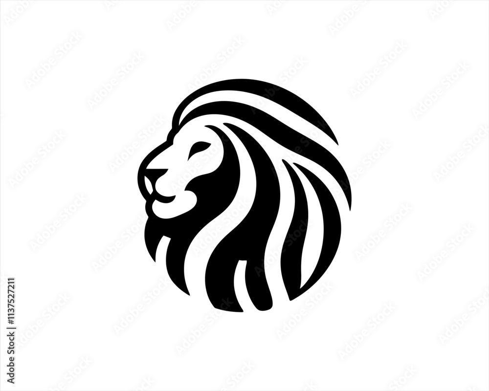 Fototapeta premium Lion Logo Design Vector Template. Lion Head Logo Icon Vector illustration. Black and white Lion head vector illustration. 