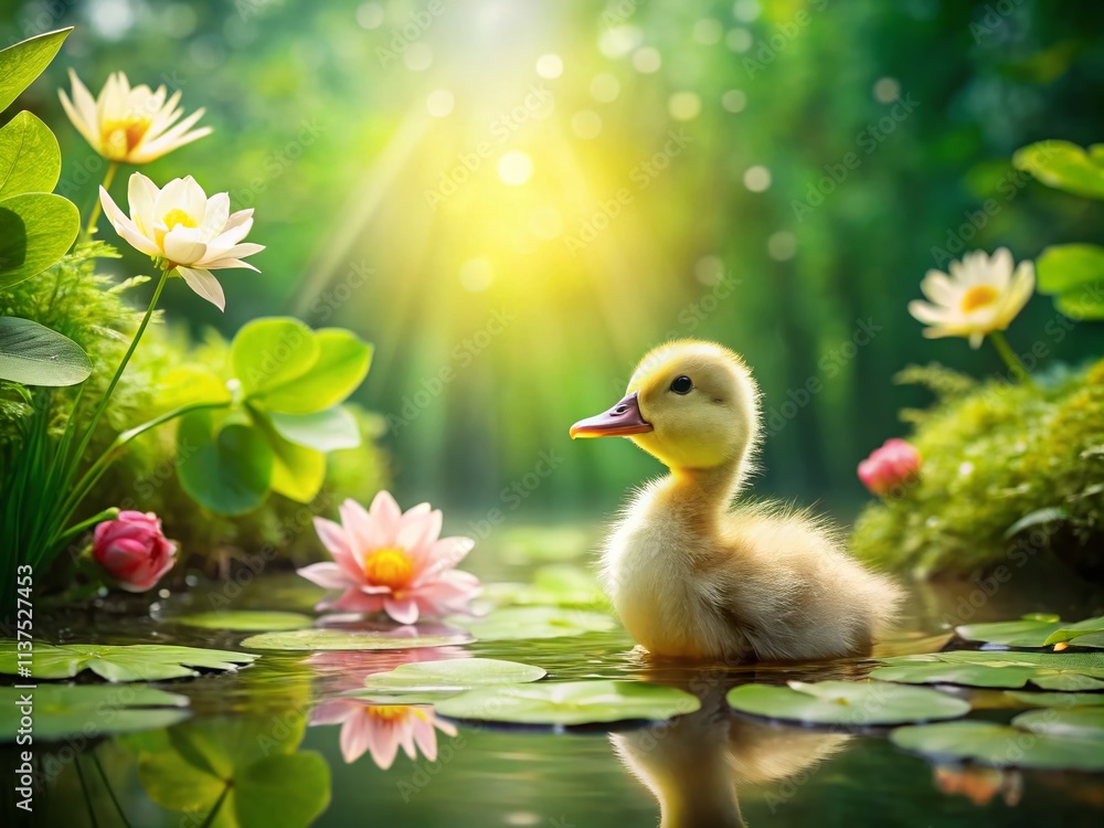 Kawaii Duck Pond Background: Cute Ducks, Water Lilies, Peaceful Scene, Adorable Illustration, Childrens Book Illustration, Digital Art, Cute Animals, Fantasy Art Kawaii Duck Pond Background: Cute Ducks, Water Lilies, Peaceful Scene, Adorable Illustration, Childrens Book Illustration, Digital Art, Cute Animals, Fantasy Art