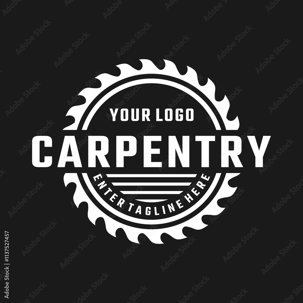 Fototapeta premium saw blade vector design,carpentry tool logo design,badge,professional carpentry logo,vintage,background