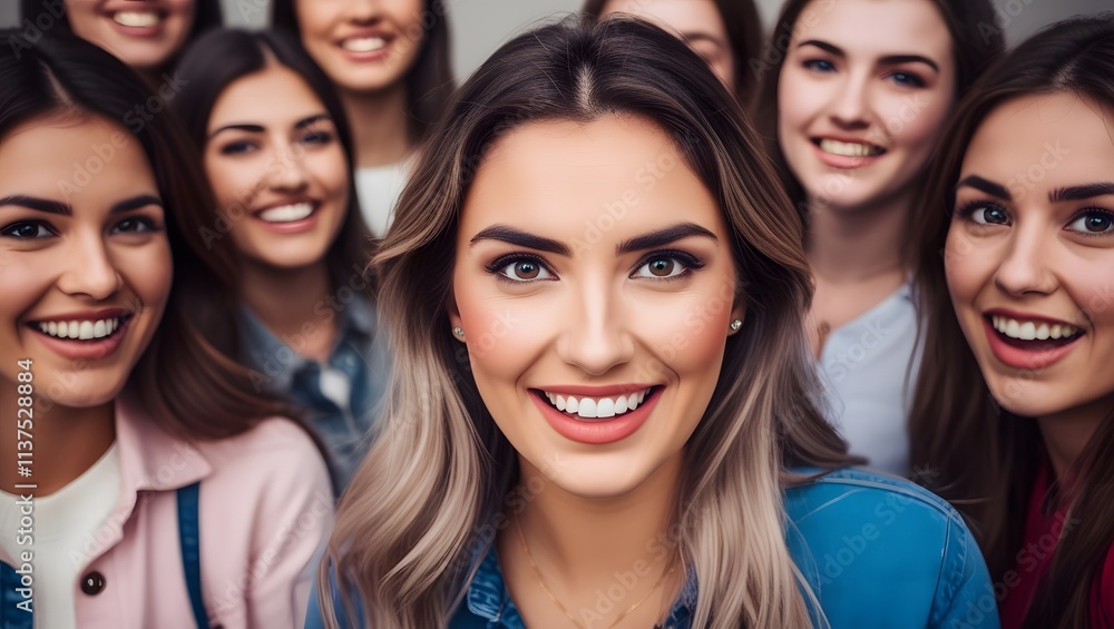 Obraz premium Cheerful young women facial expression women facial expression