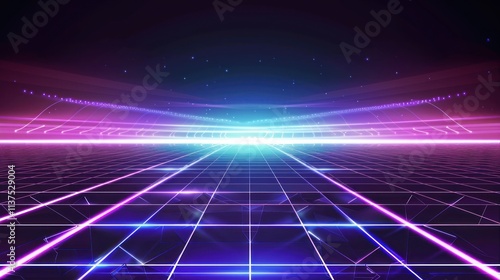 Neon Gridscape: A Futuristic Digital Landscape