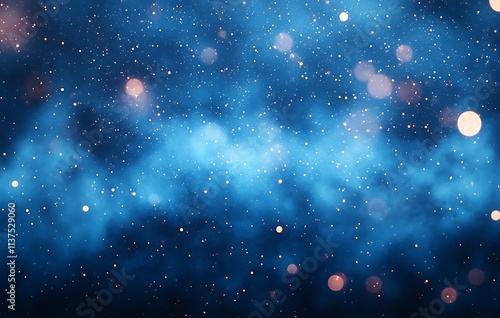 Abstract Blue Nebula with Sparkling Lights and Dust photo