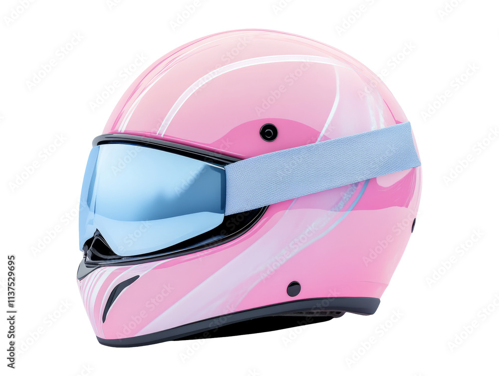 Fototapeta premium Pastel Pink Ski Helmet with Organic Motifs on Transparent Background