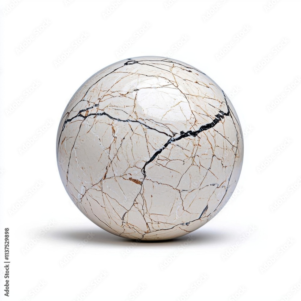 A photostock of a stunning sphere of white marble with detailed veins, isolated on a clean white surface, elegant and timeless, High Quality A photostock of a stunning sphere of white marble with detailed veins, isolated on a clean white surface, elegant and timeless, High Quality