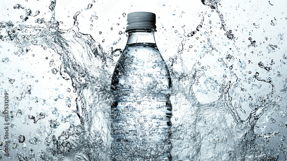 Water bottle with dynamic splash effect Water bottle with dynamic splash effect