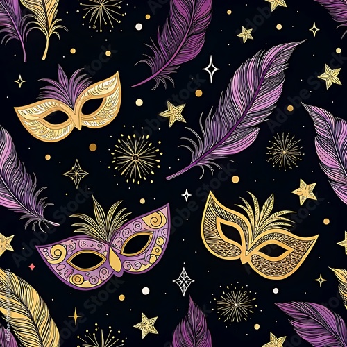 Stylish Midnight Party Mask Pattern for Festive photo