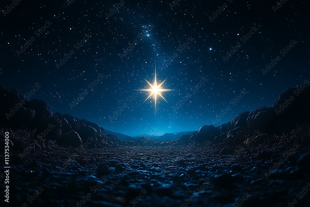 A breathtaking view of a starry night sky with a bright star A breathtaking view of a starry night sky with a bright star