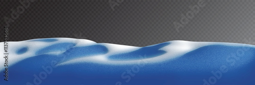 Snowdrifts on transparent background, panoramic image, vector illustration