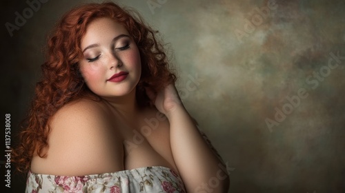 Wallpaper Mural Portrait woman with curly red hair and soft makeup Torontodigital.ca