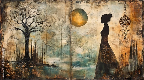 grunge, art, vintage, old, paper, map, texture, wall, 