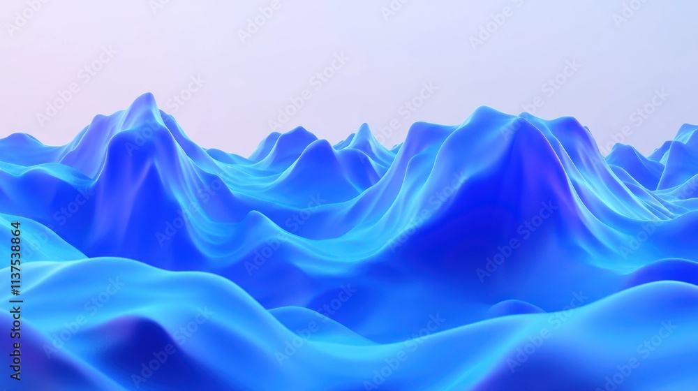 Obraz premium Abstract Blue Mountain Range: A Digital Landscape of Serenity
