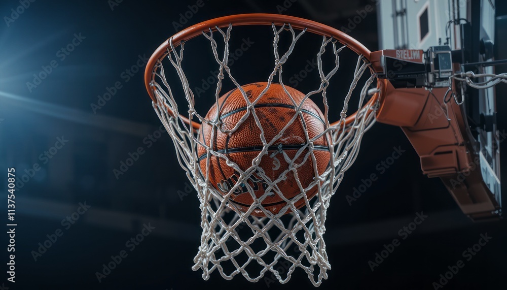 Basketball hoop and net isolated dark background Basketball hoop and net isolated dark background