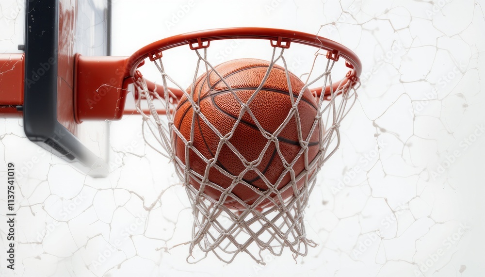 Basketball enter hoop with net isolated on white background Basketball enter hoop with net isolated on white background