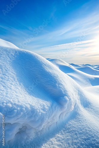 Beautiful snowdrift isolated on white background. Winter snowy background. 