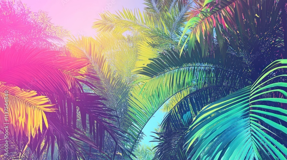 Vibrant Tropical Paradise: A Kaleidoscope of Palm Fronds Vibrant Tropical Paradise: A Kaleidoscope of Palm Fronds