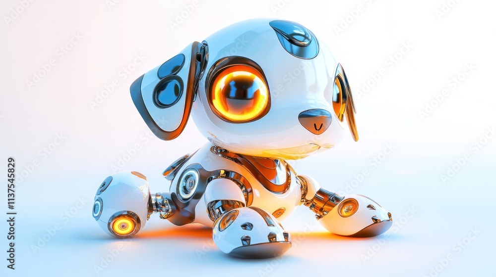 Fototapeta premium Futuristic robotic puppy with glowing features