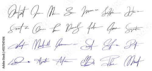 Abstract Signature Line Handwritten for Document and Business