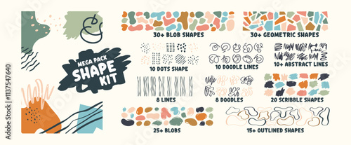 handdrawn abstract shapes, organic blobs, lines, pattern. abstract scribble doodle blob shape design
