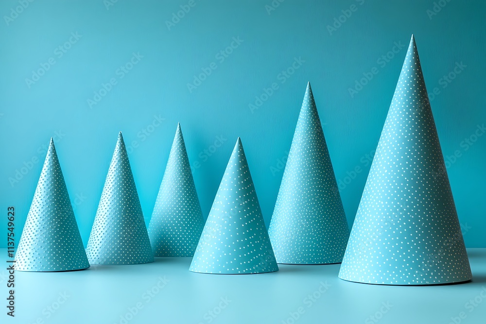 Blue paper Christmas trees on a blue background Blue paper Christmas trees on a blue background