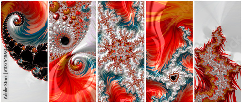 Set of 5 fractal backgrounds based on the Mandelbrot and Julia Set fractals. photo