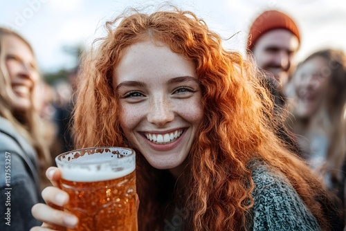 Friends from different countries attending Oktoberfest photo