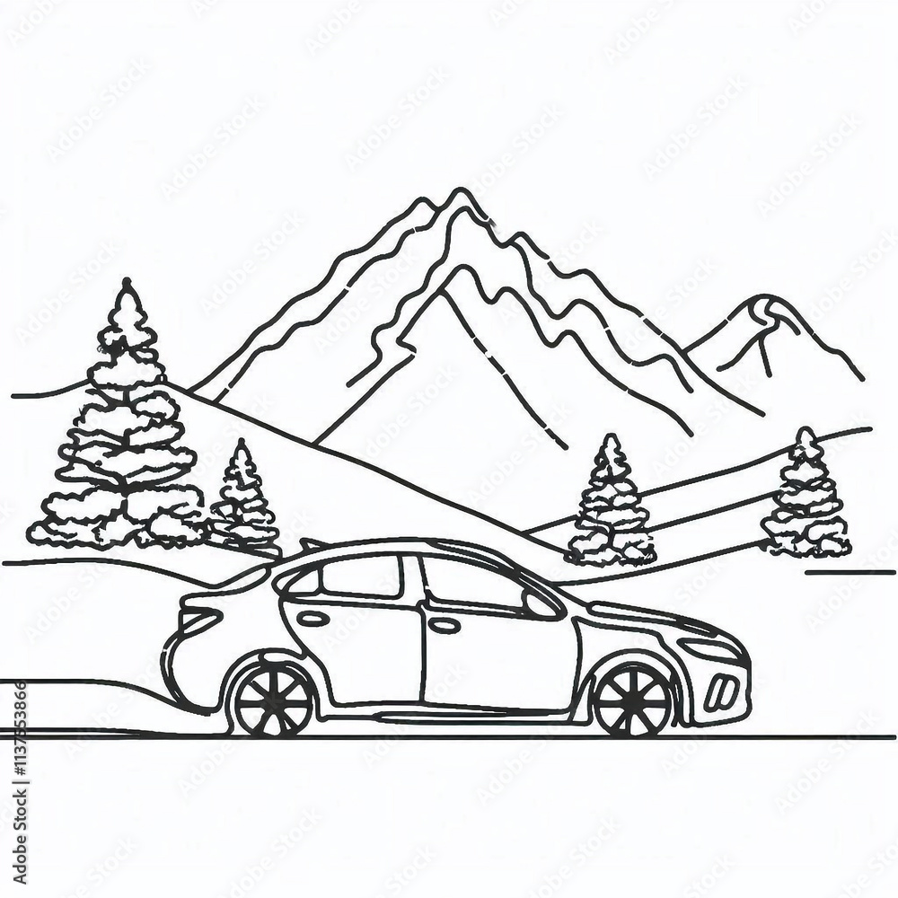 Black-and-white outline of a rugged 4x4 vehicle surrounded by falling snowflakes Black-and-white outline of a rugged 4x4 vehicle surrounded by falling snowflakes