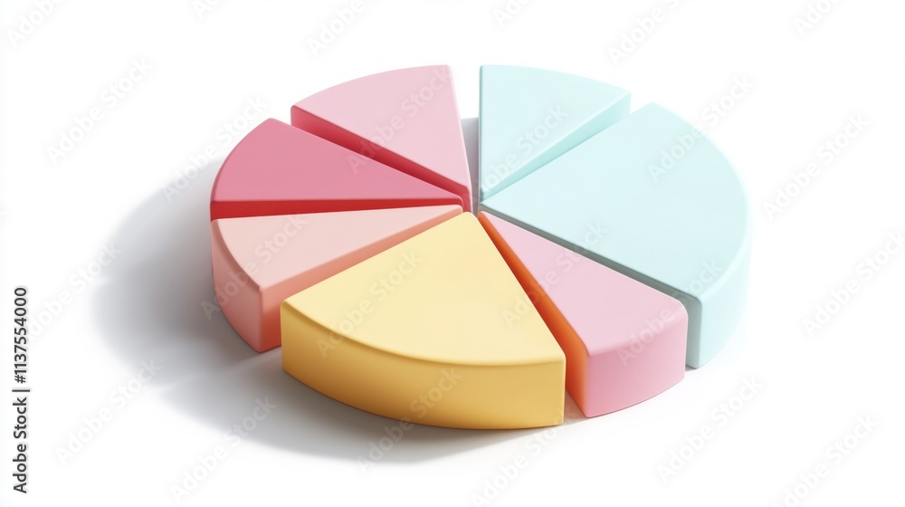 Fototapeta premium Colorful Pie Chart Segments on a White Background Displaying Data