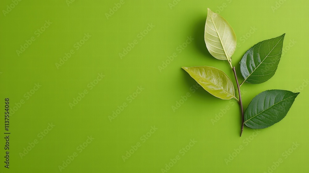 Fresh Green Leaves on Bright Green Background for Nature Themes Fresh Green Leaves on Bright Green Background for Nature Themes