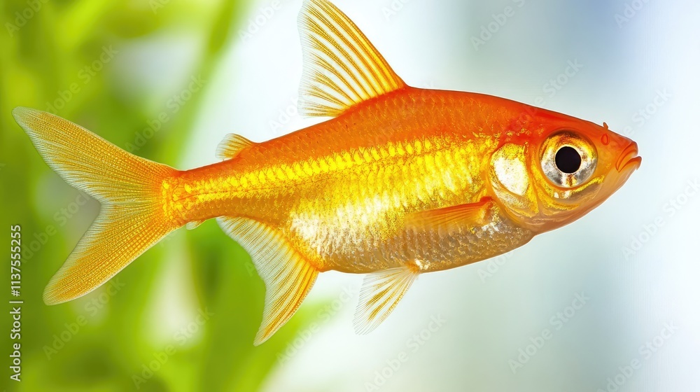 Obraz premium Vibrant Orange Goldfish Swimming Gracefully in Clear Water