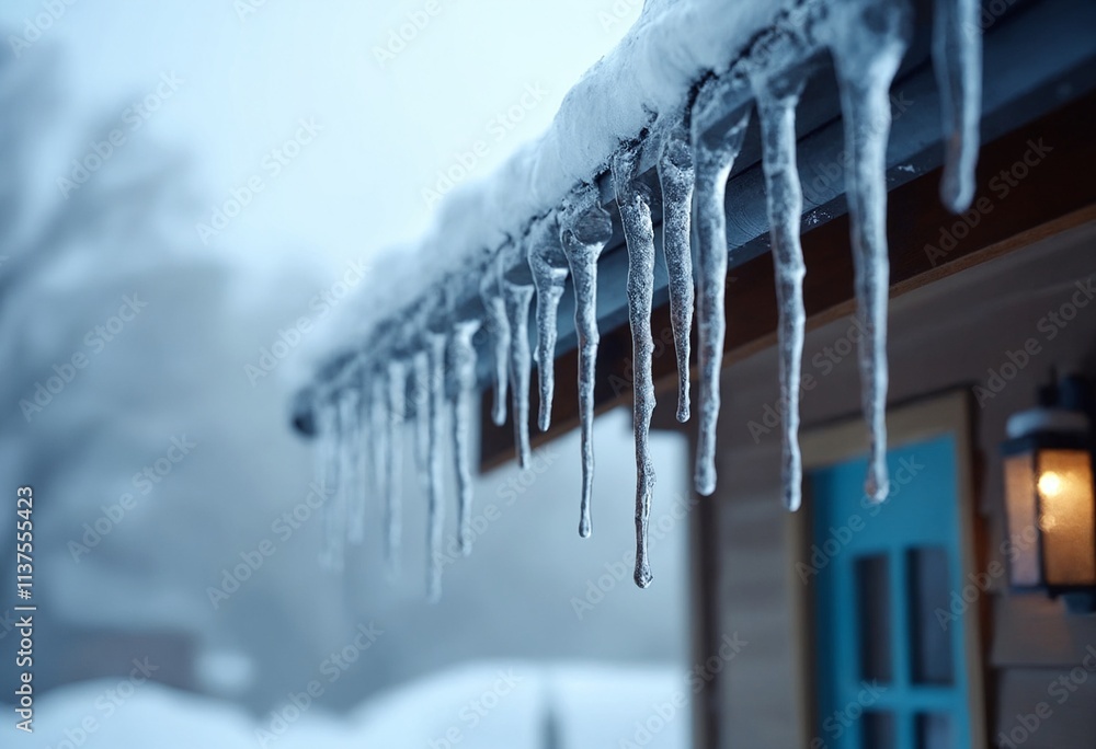 Icicles hanging on the roof