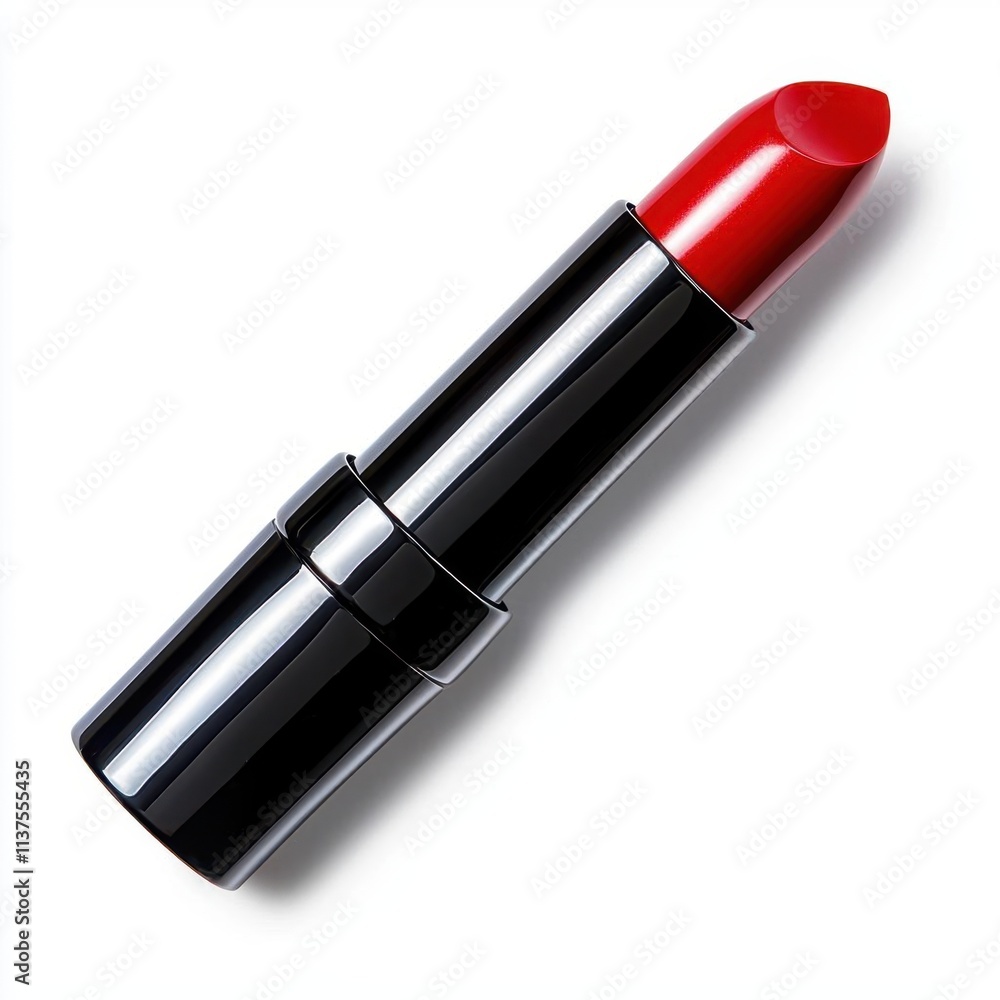 A photostock of a stack of smooth red lipstick tubes in glossy packaging, isolated on a clean white background, bold and luxurious, High Quality A photostock of a stack of smooth red lipstick tubes in glossy packaging, isolated on a clean white background, bold and luxurious, High Quality