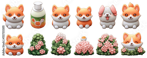 Wallpaper Mural Cute corgi characters digital art whimsical scene bright colors playful style pet lover's delight Torontodigital.ca