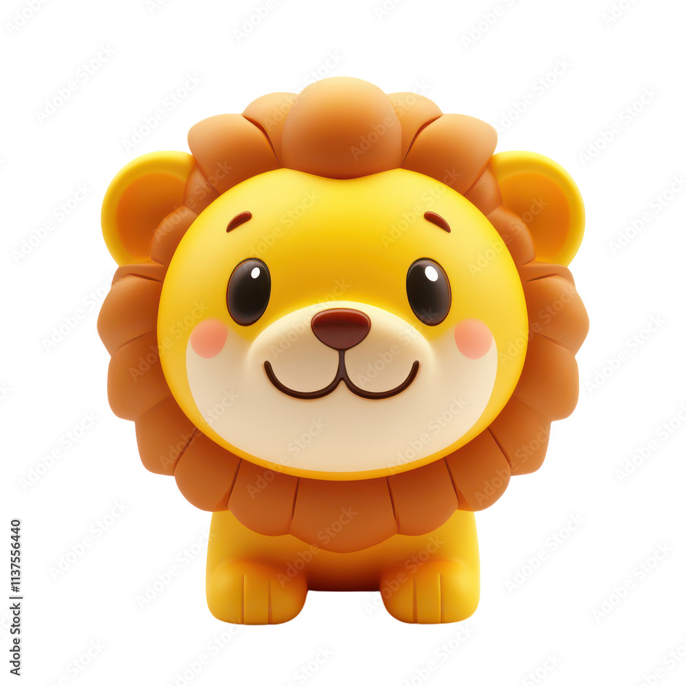 Obraz premium Adorable Lion Emoji Toy Icon for Kids Transparent Background.