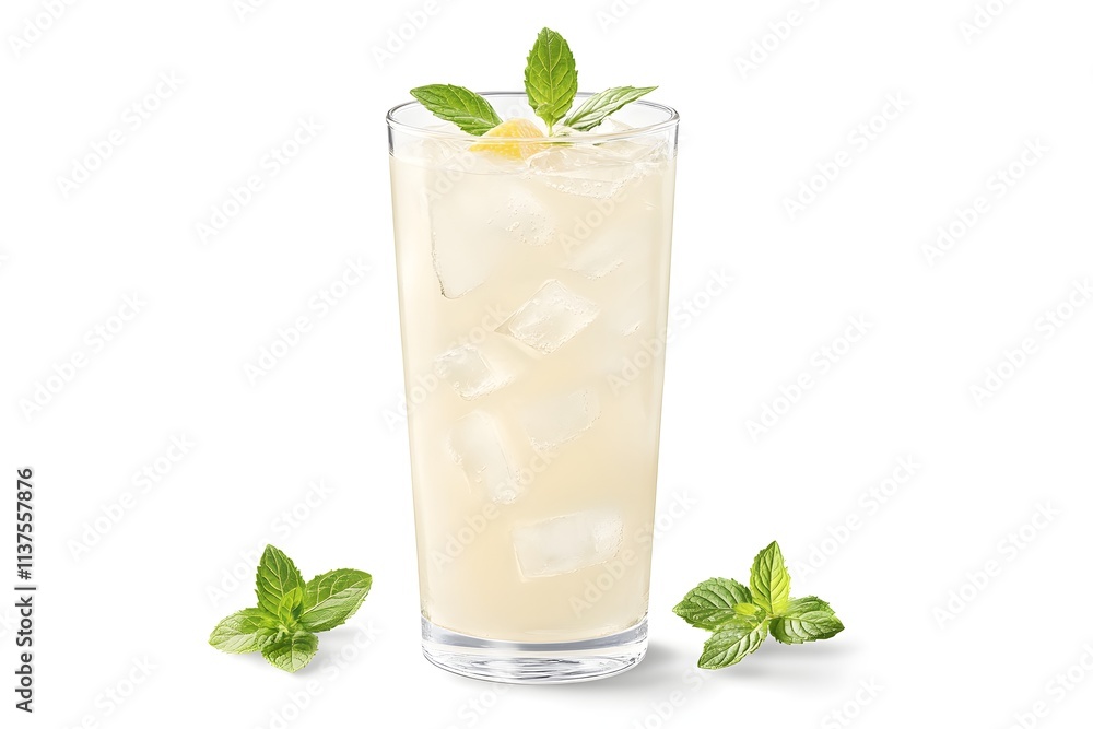 Refreshing lemonade with mint in glass Refreshing lemonade with mint in glass