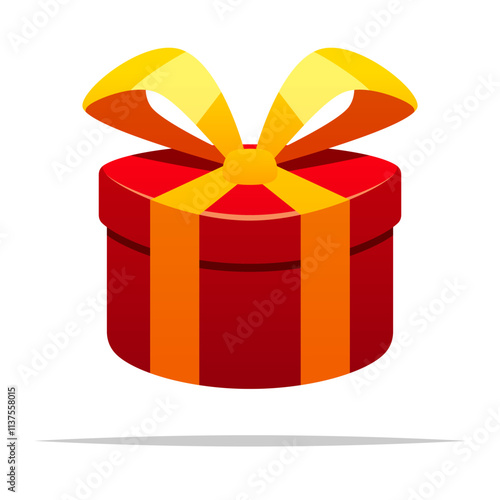 Round gift box vector isolated illustration
