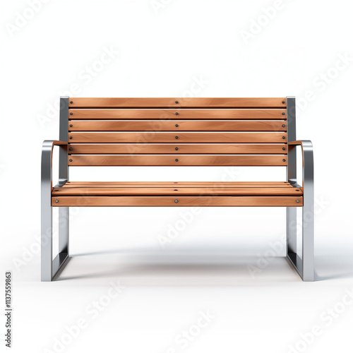 Contemporary Wooden Park Bench with Stainless Steel Frame