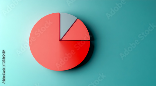 3D pie chart, flat lay, pastel colors, minimalist style, soft lighting, simple background.