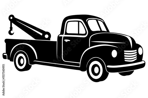 Modern Tow Truck Silhouette Vector.