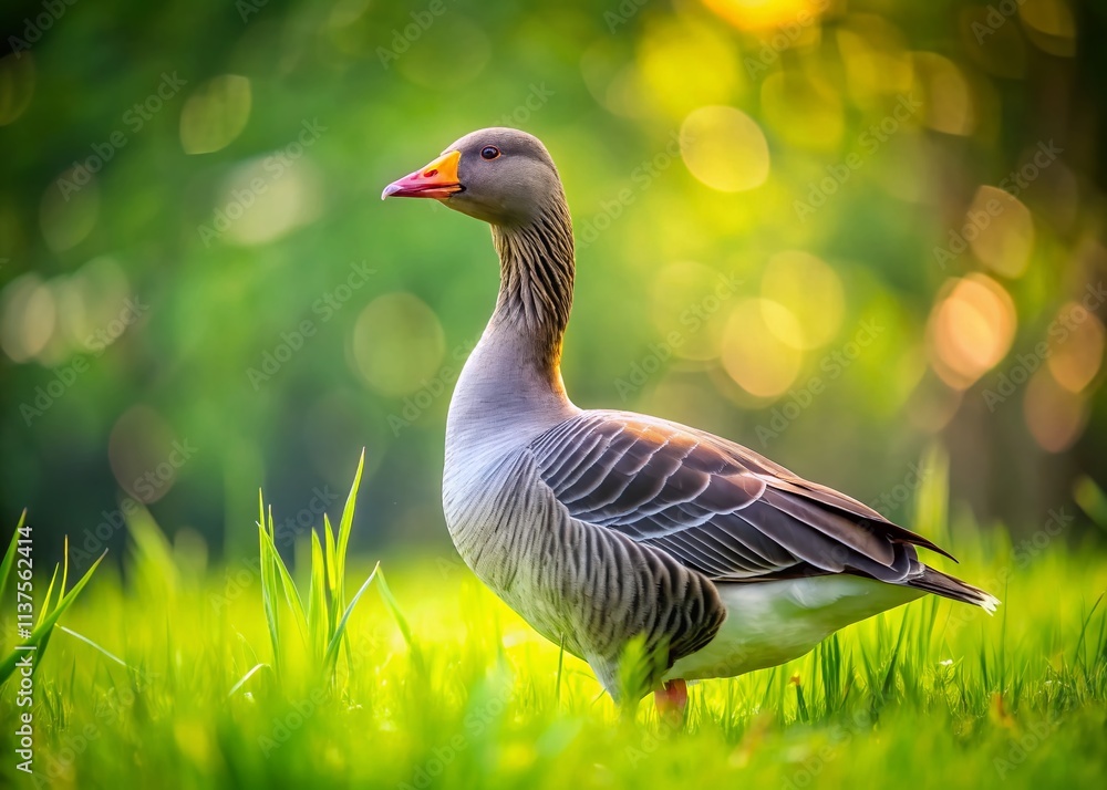 Majestic Graylag Goose, Bokeh Background, Green Grass, Wildlife Photography, Bird Portrait, Nature Image, Animal Photo Majestic Graylag Goose, Bokeh Background, Green Grass, Wildlife Photography, Bird Portrait, Nature Image, Animal Photo