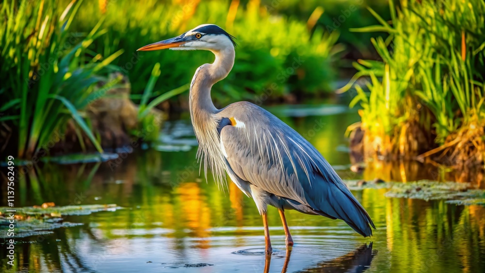 Majestic Grey Heron Aerial Photography: Bird's-Eye View of a Grey Great Heron in its Natural Habitat Majestic Grey Heron Aerial Photography: Bird's-Eye View of a Grey Great Heron in its Natural Habitat