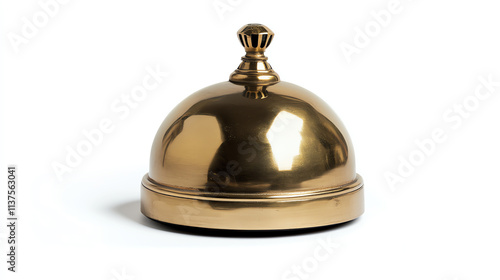 Golden service bell isolated on white background