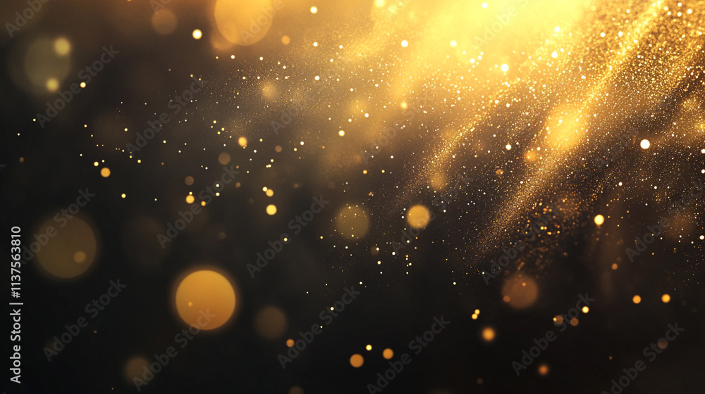 Obraz premium background of abstract glitter lights. gold and black. de focused. banner, Dust sparks and golden stars shine with special light. Vector sparks on black background. 